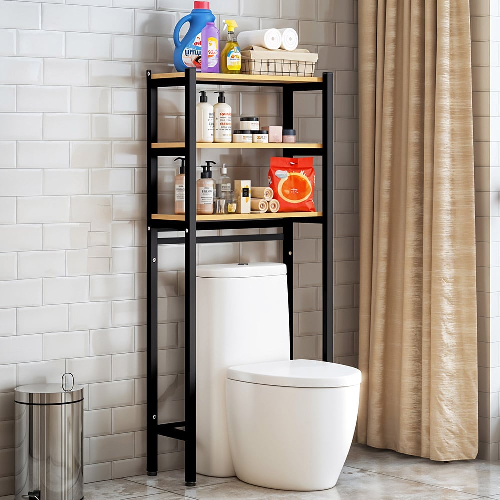 Living and Home 3 Shelf Black Over Toilet Storage Shelf Image 8