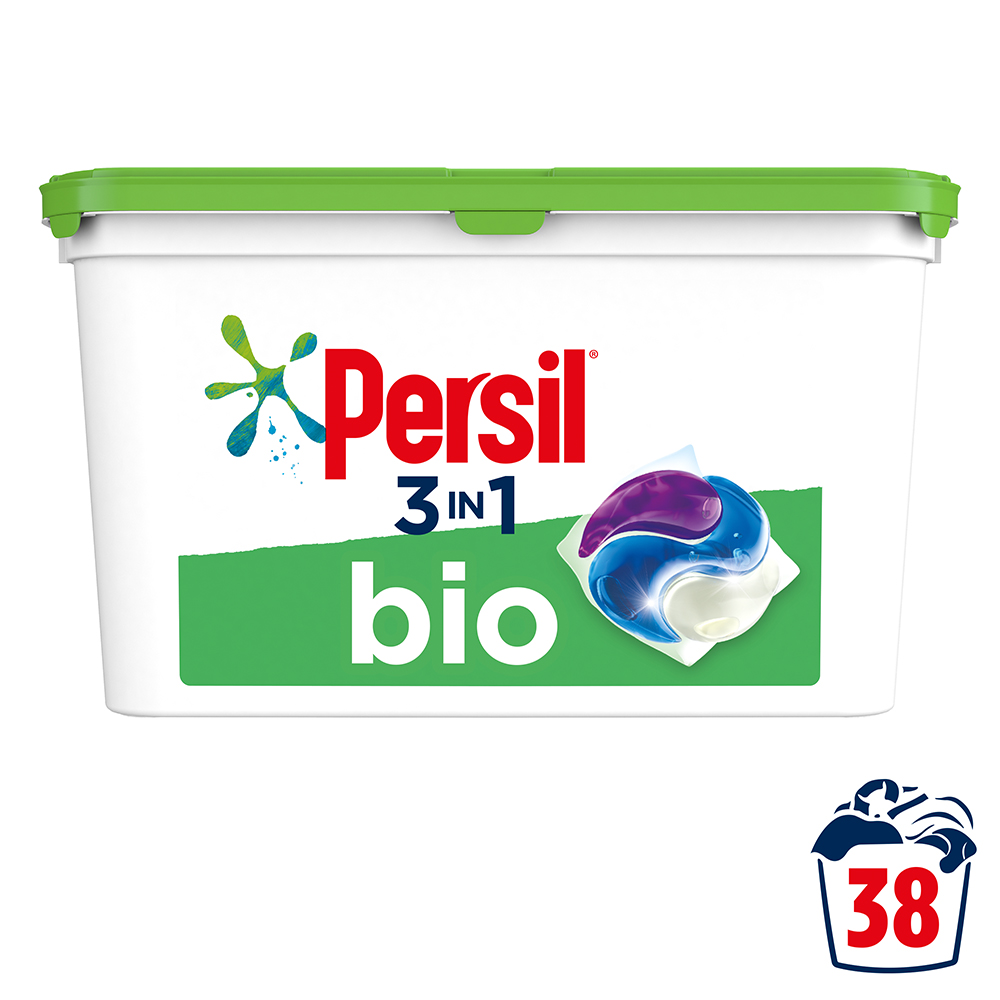 Persil Bio 3-in-1 Laundry Washing Capsules 38 Washes Image 1