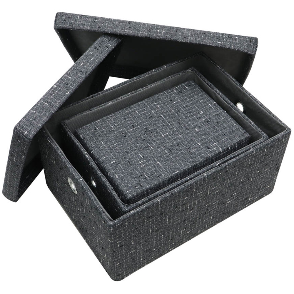 JVL Urban Rectangular Paper Storage Box with Lid 3 Piece Image 4