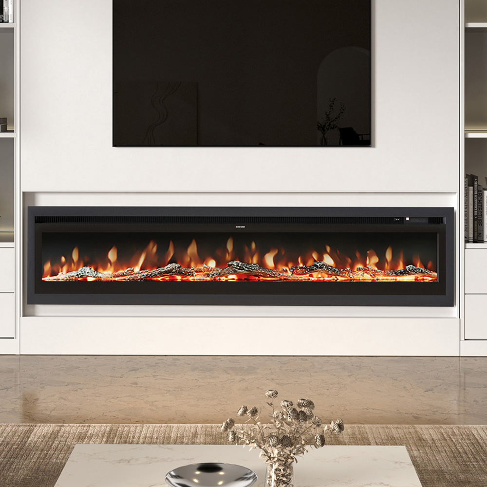 Living and Home Black Electric Fireplace with Adjustable Flame 100 inch Image 2