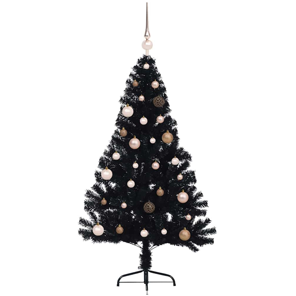 vidaXL Pre-Lit Rose Gold Baubles Black Artificial Christmas Tree 5ft Image 4