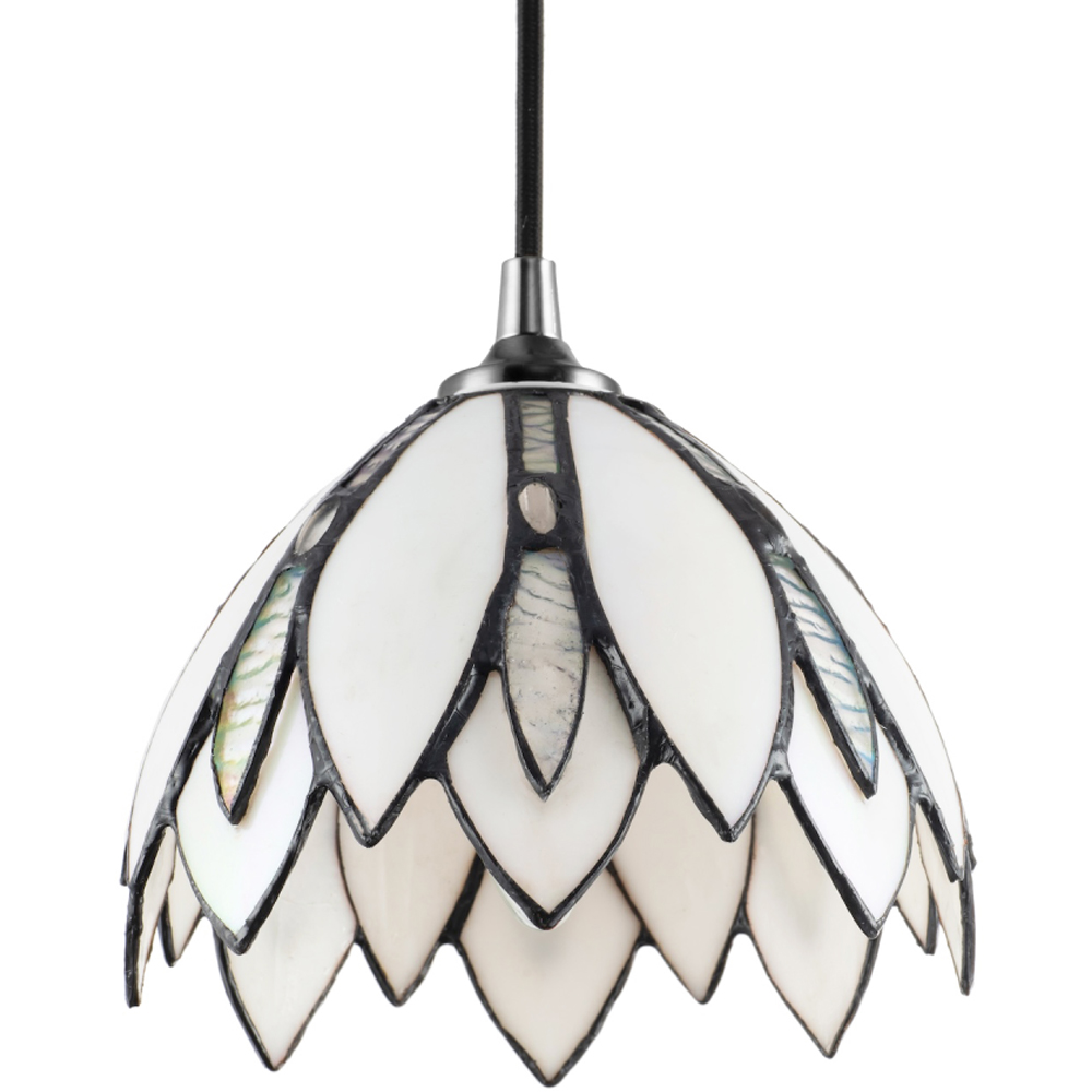 Happy Homewares White Stained Floral Petal Glass Tiffany Pendant Lamp Shade Image 5