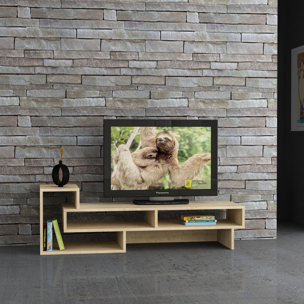 Decortie Tetra Oak Multimedia Centre TV Unit with Shelves Image 5