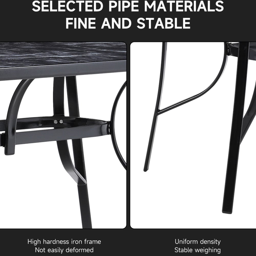 Living and Home Black Tempered Glass Rectangle Marble Coffee Table Image 7