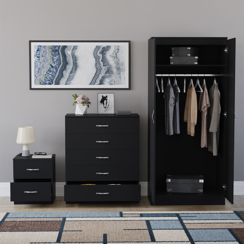 VIDA DESIGNS Riano Black 3 Piece Bedroom Furniture Set Image 3