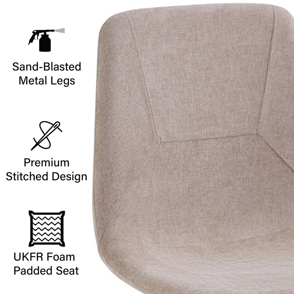 FWStyle Esme Set of 4 Light Brown and Black Linen Upholstered Steel Frame Dining Chair Image 7