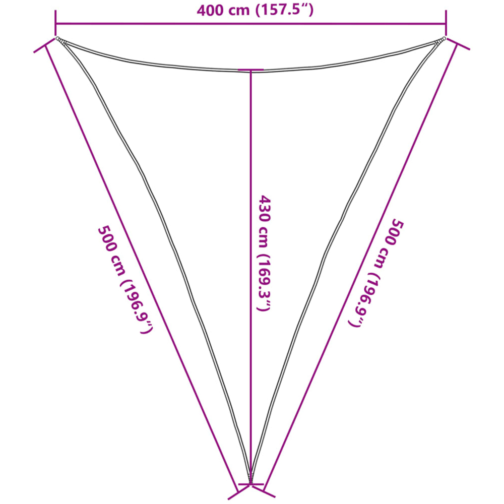 vidaXL Yellow Triangular Sun Shade Sail 4 x 5 x 5m Image 8