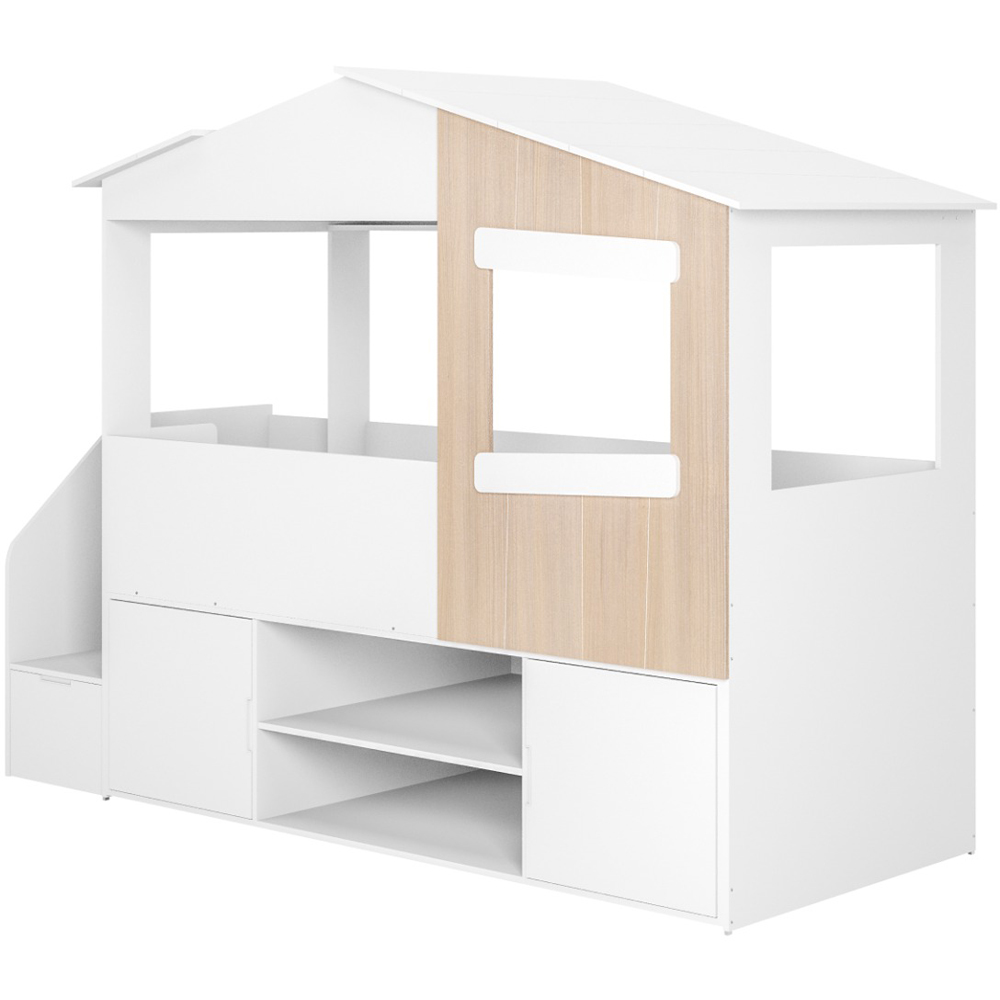 Flair Dreamland White and Oak House Staircase Mid Sleeper with Storage Image 2