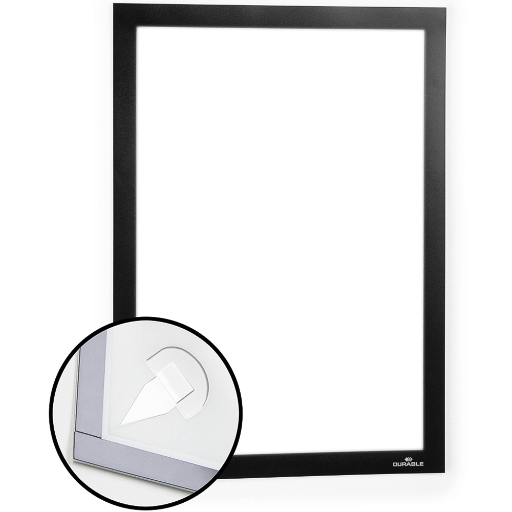 Durable DURAFRAME A4 Black Wallpaper Self Adhesive Magnetic Signage Frame Image 5
