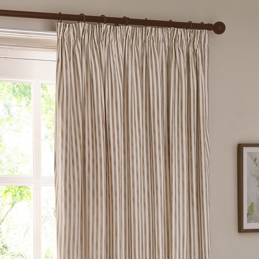 Yard Hebden Cream Striped Cotton Pencil Pleat Curtains 168 x 183cm Image 2