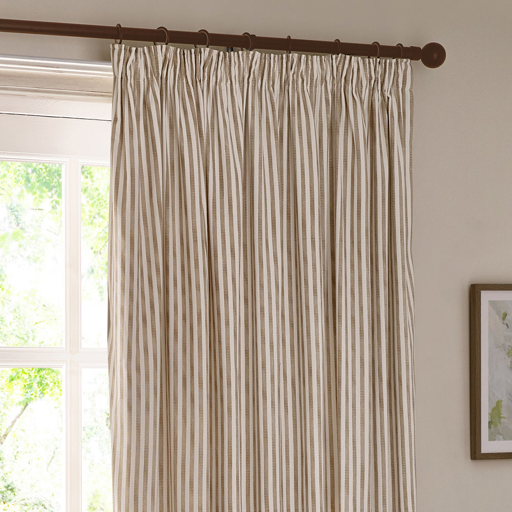 Yard Hebden Cream Striped Cotton Pencil Pleat Curtains 168 x 229cm Image 2
