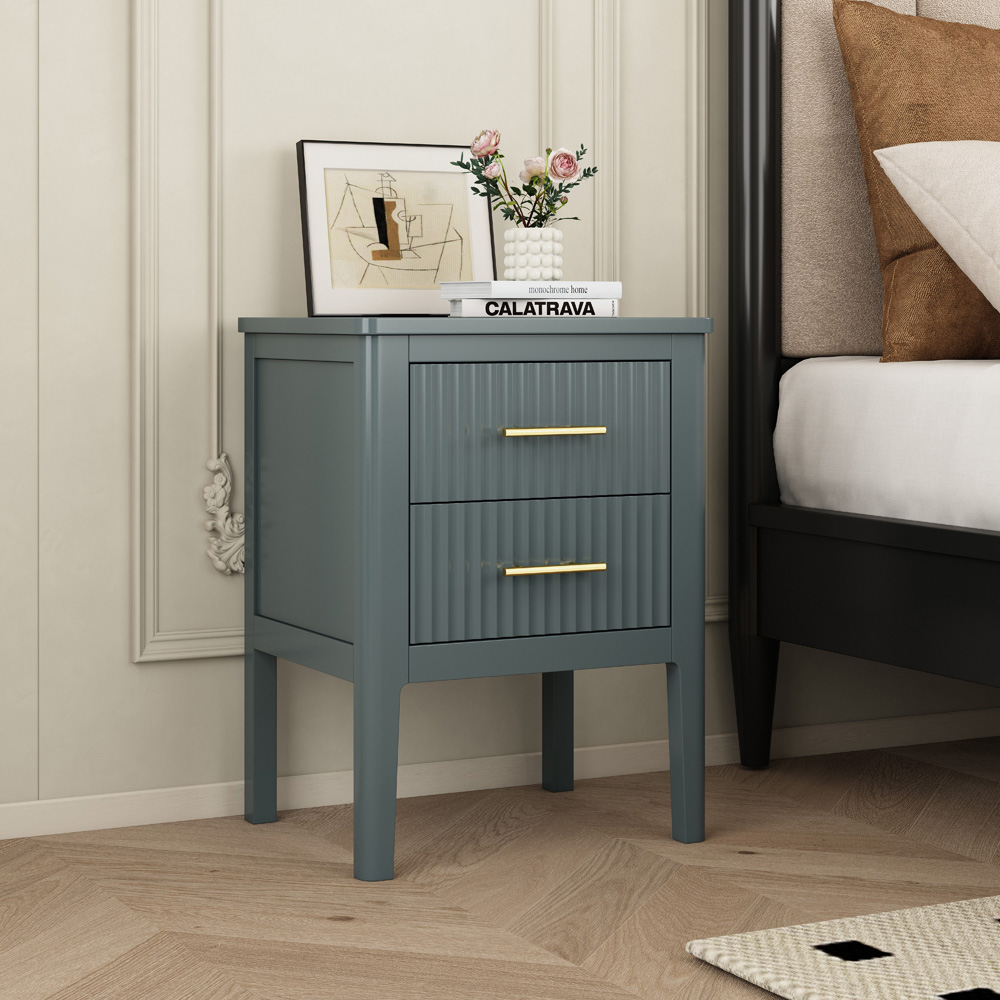Palau 2 Drawer Grey Bedside Table Image 5