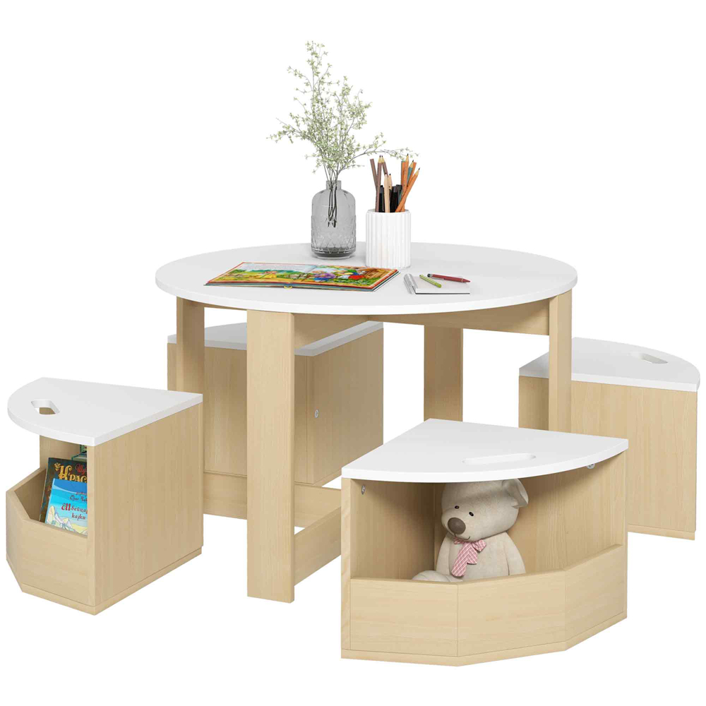 AIYAPLAY 5 Piece White Kids Table and Chairs Set Image 2