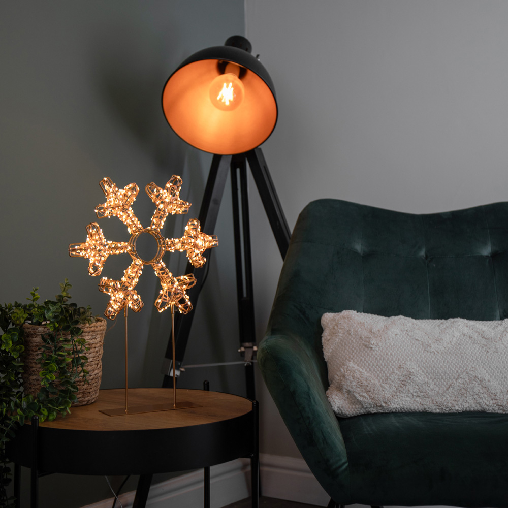 Samuel Alexander 720 Warm White LED Rose Gold Light Up Christmas Snowflake on Metal Stand 45cm Image 9
