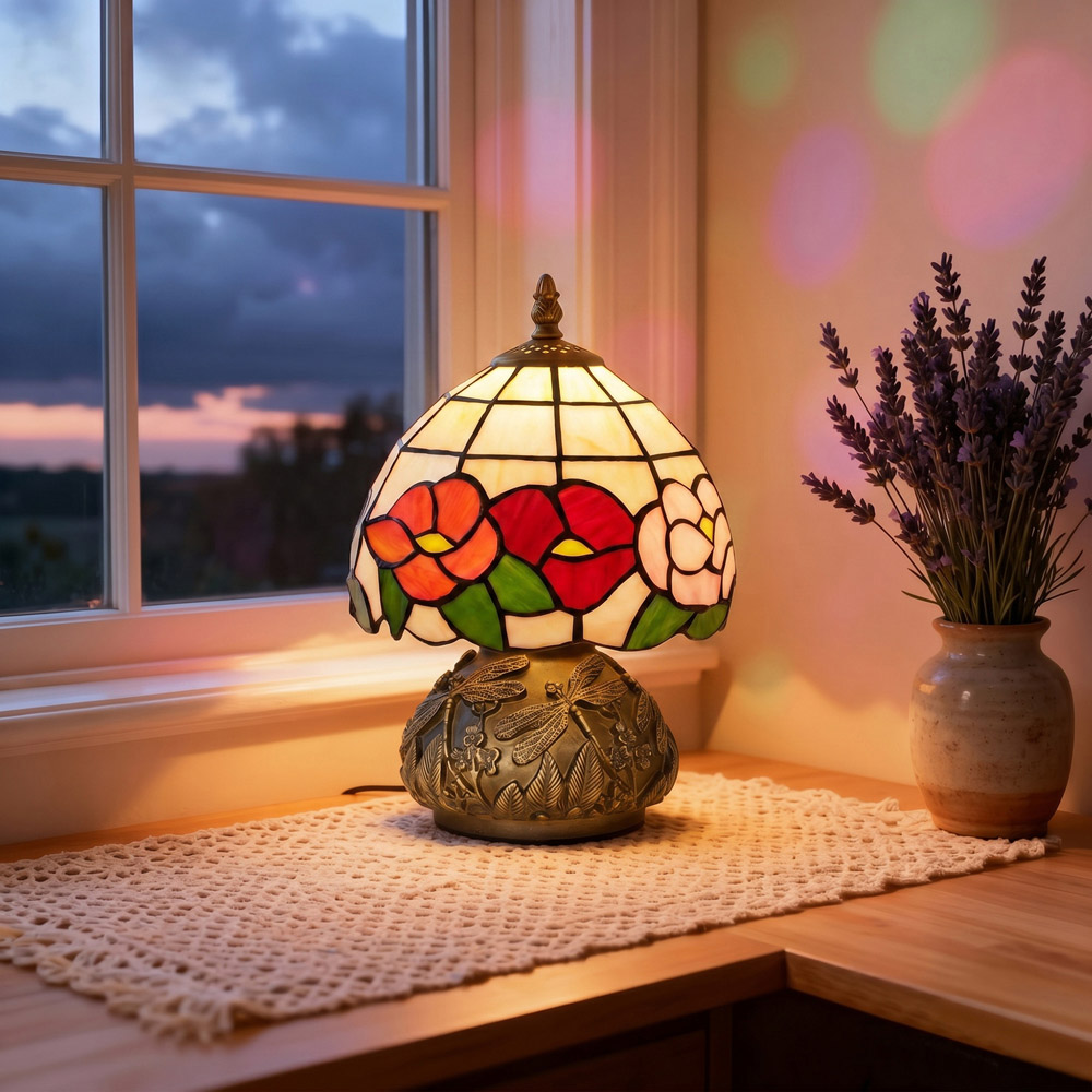 HOMCOM Stained Glass Bedside Lamp Image 4