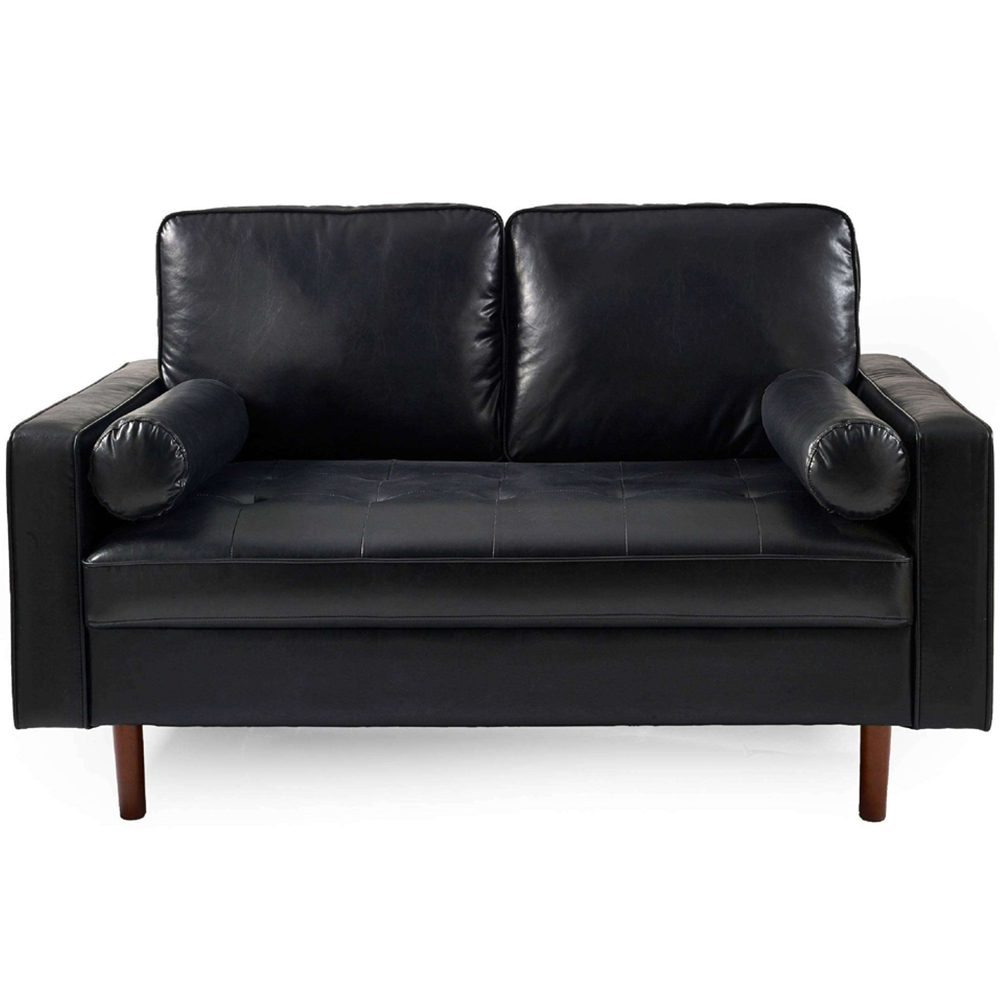 Julian Bowen Henley 2 Seater Black Faux Leather Sofa Image 4