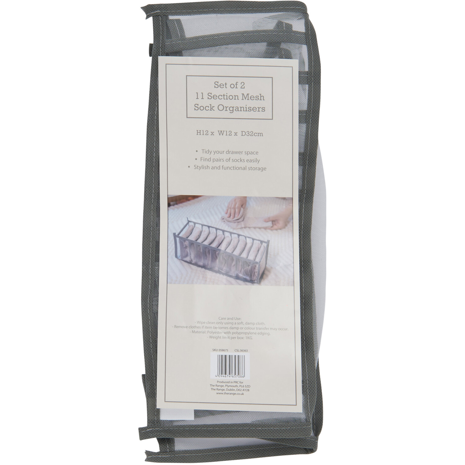 Pack of 2 11 Section Mesh Sock Organisers Image 1