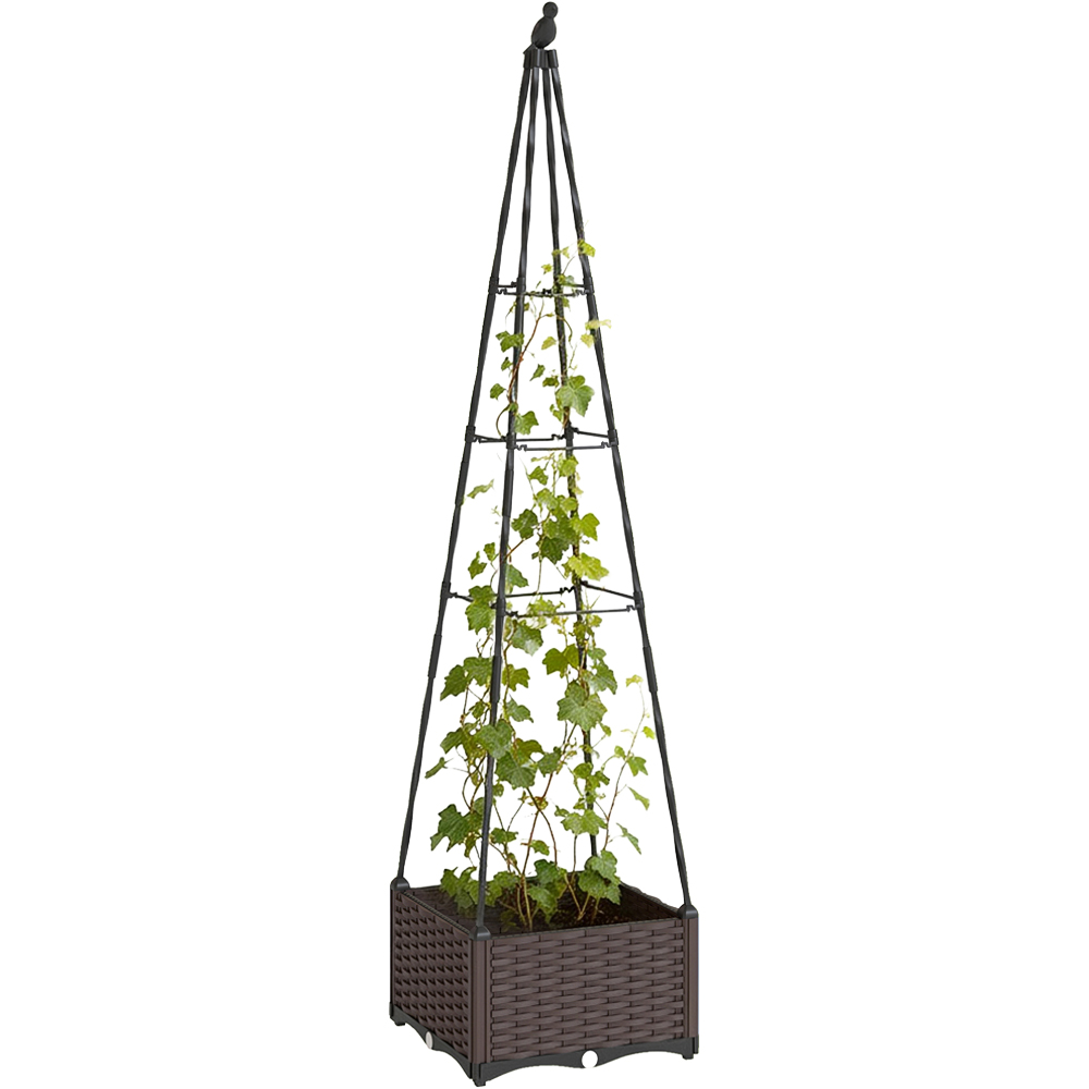 Outsunny Black Plastic Self Watering Raised Planter with Trellis and Drainage Holes 175 x 40 x 40cm Image 1