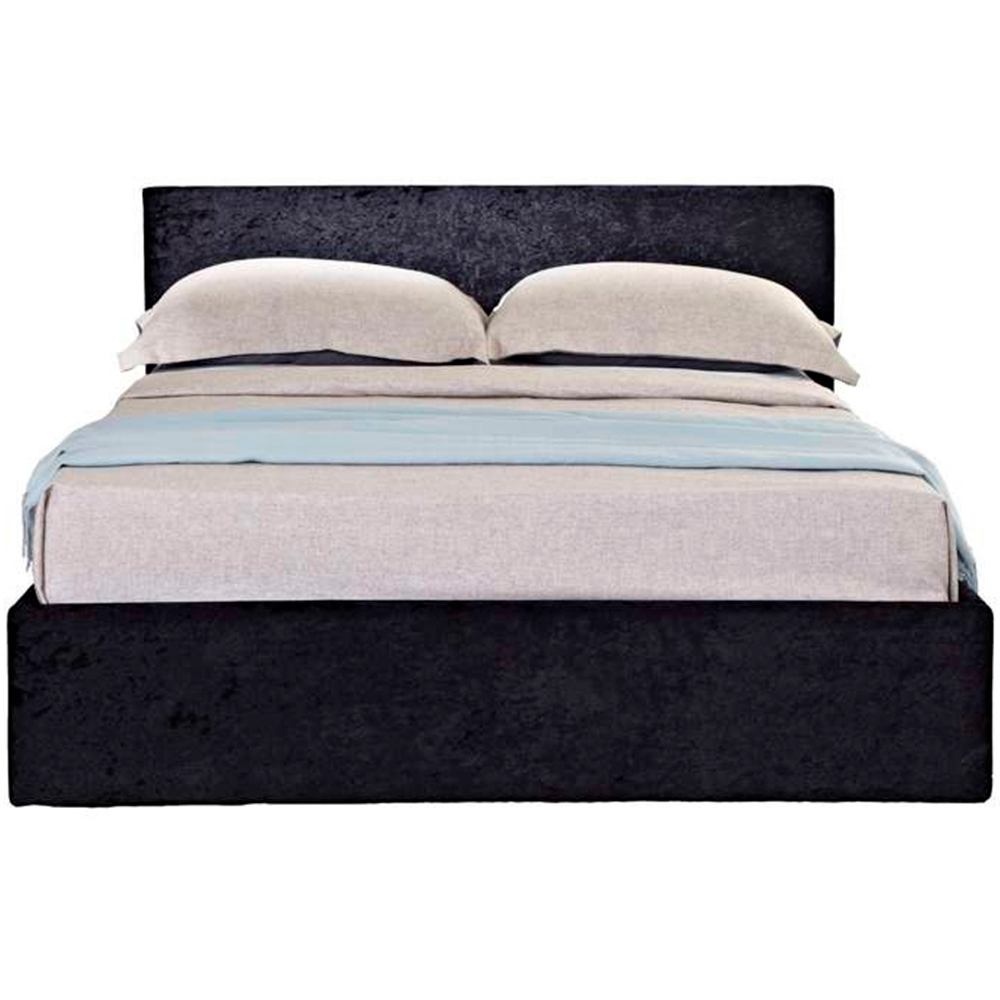 Berlin King Size Black Crushed Velvet Ottoman Bed Image 2