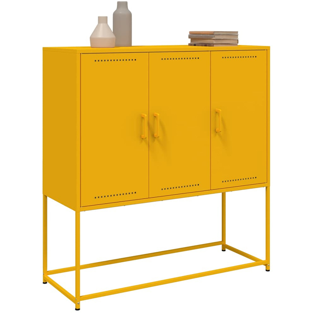 vidaXL 3 Door Yellow Highboard Image 5