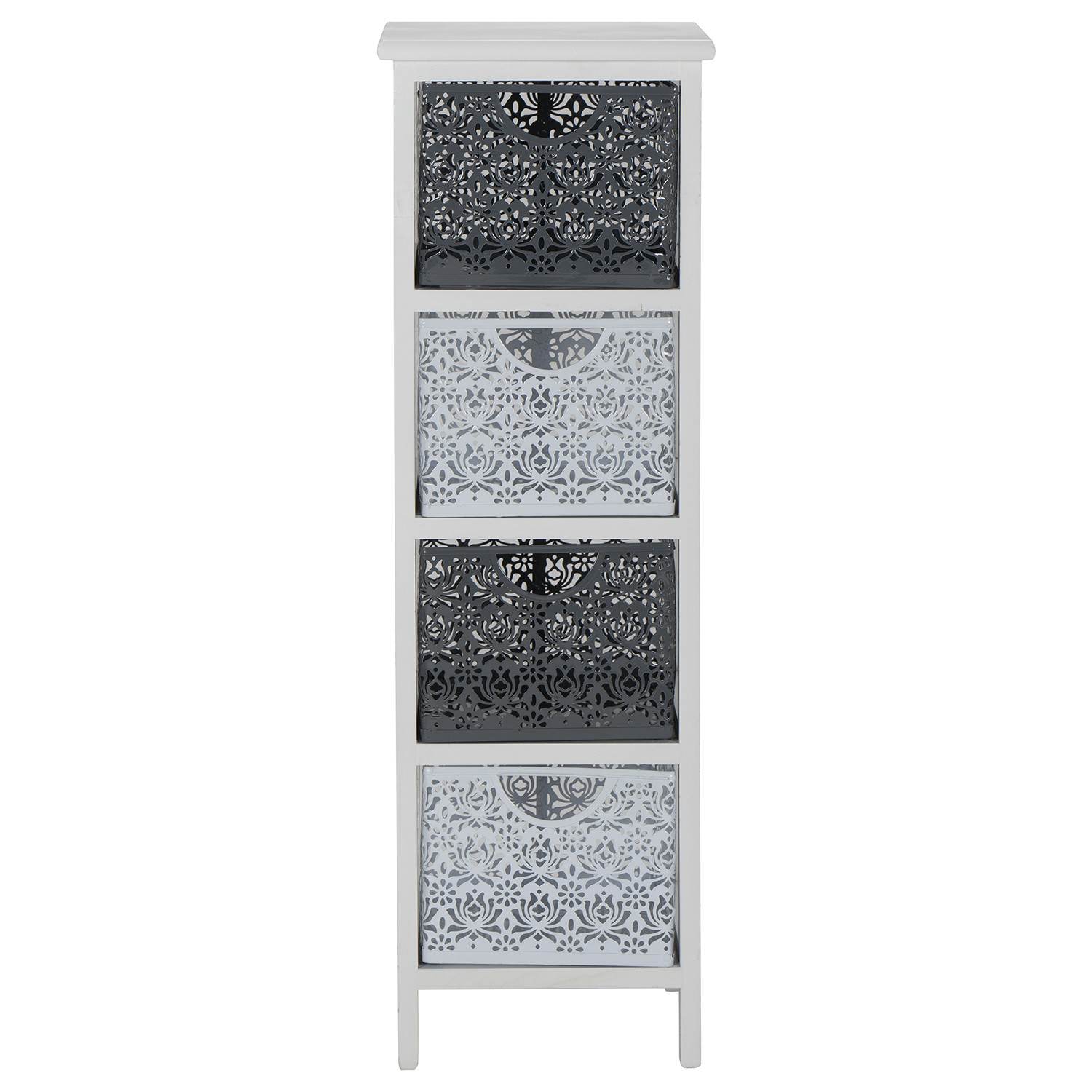 Lacey 4 Drawer Grey and White Storage Tower Image 1