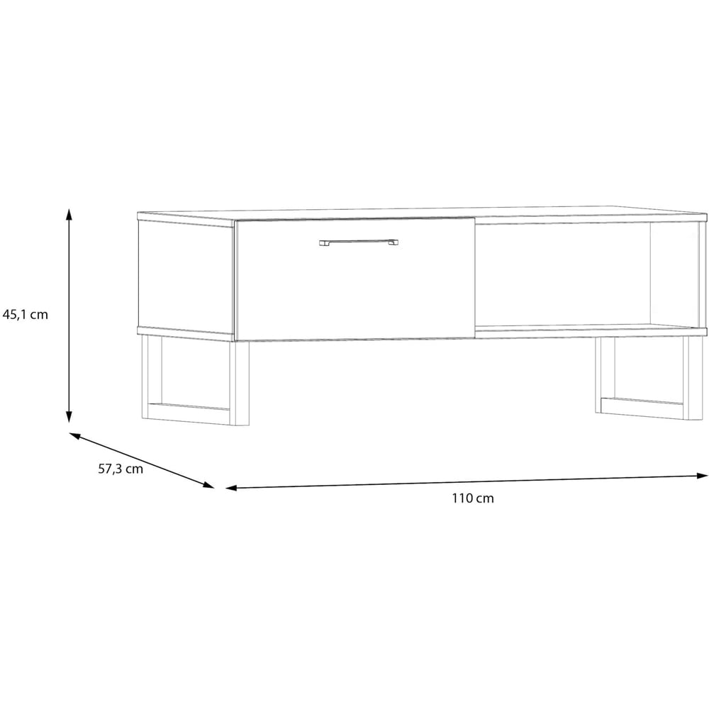 Florence Sali Single Drawer Single Shelf Light Grey Coffee Table Image 7