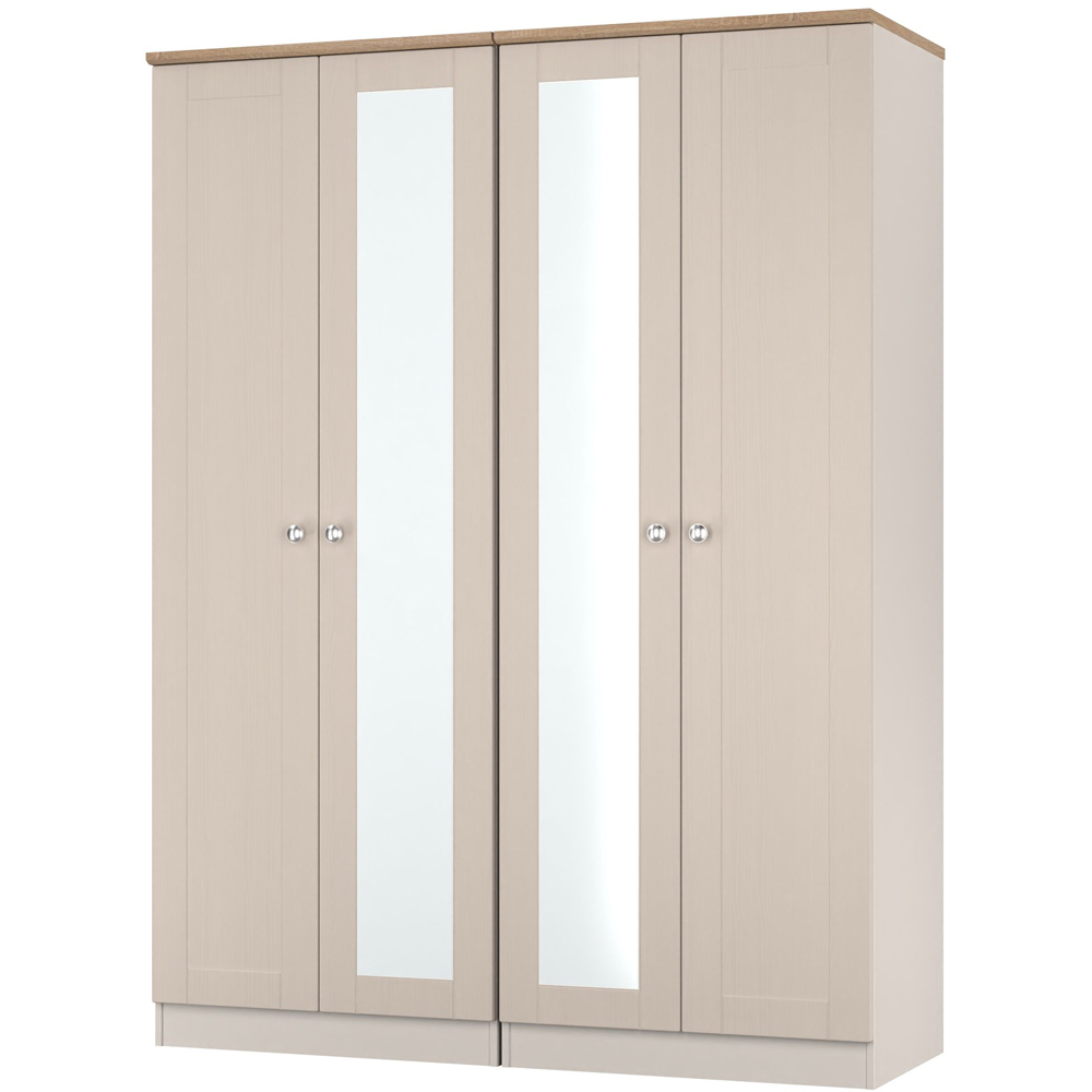 Crowndale Sussex 4 Door Kashmir Ash and Bardolino Oak Tall Mirror Wardrobe Ready Assembled Image 3