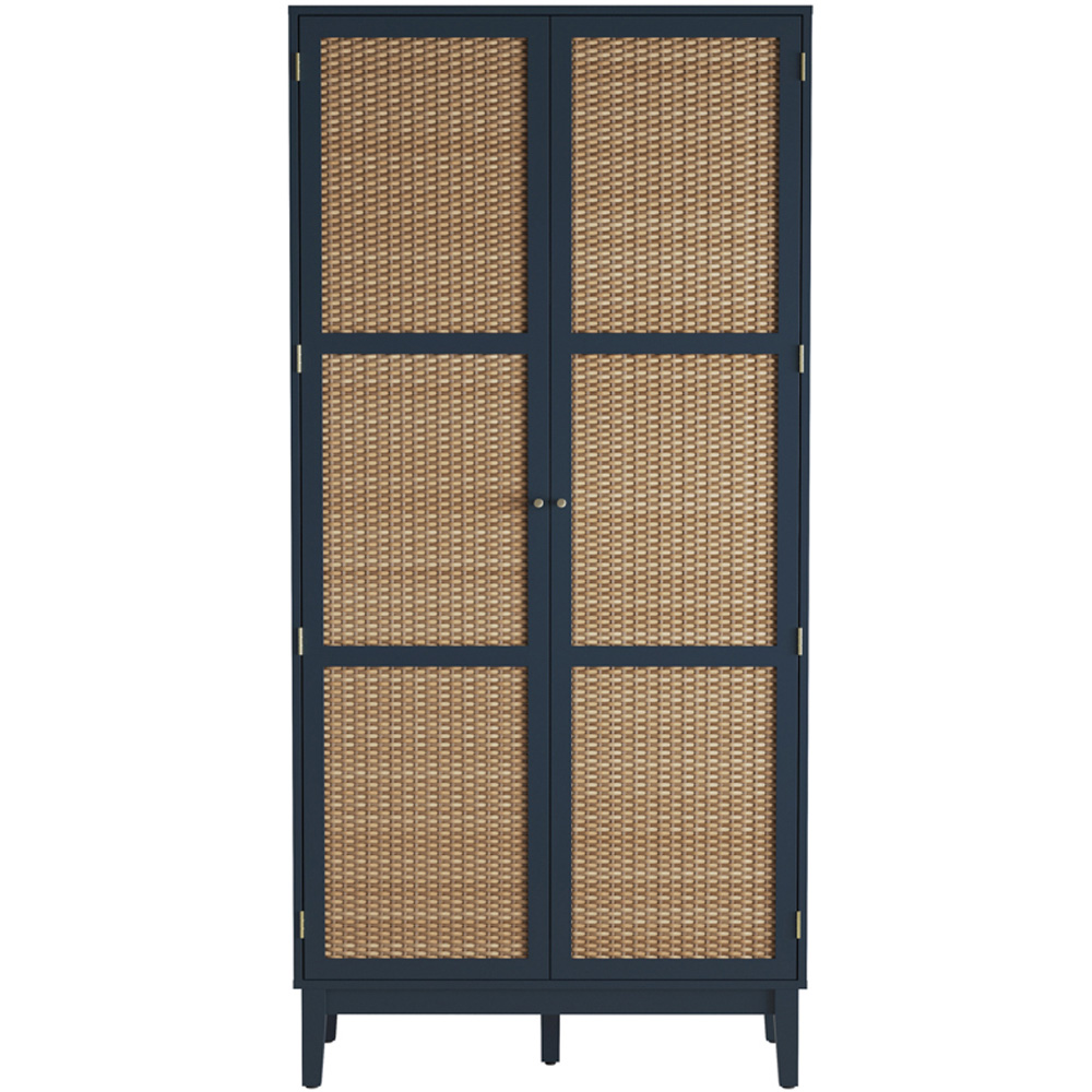 Bordeaux 2 Door Blue Rattan Wardrobe Image 4