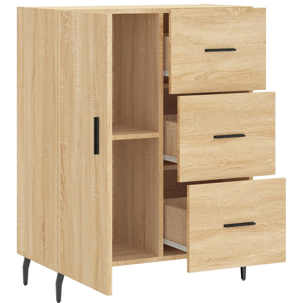 vidaXL Single Door 3 Drawer Sonoma Oak Sideboard Image 6