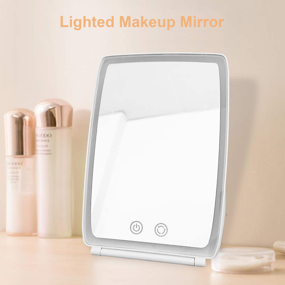 ATEK White Rechargeable LED Touch Control Makeup Mirror Image 5