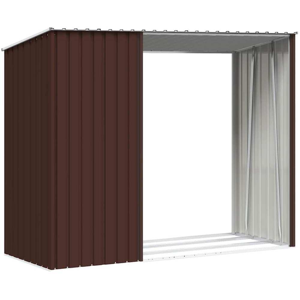 vidaXL 8 x 3.2ft Brown Galvanised Steel Garden Shed with Extended Roof Image 4