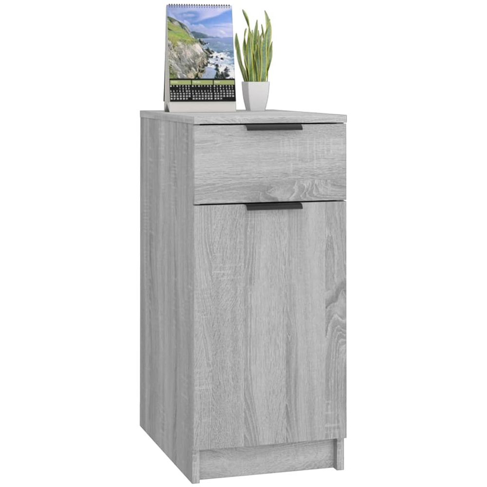 vidaXL Single Door Single Drawer Grey Sonoma Desk Cabinet Image 3