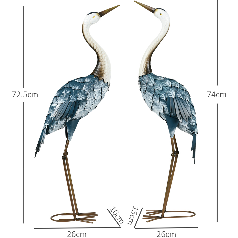 Outsunny Multicolour Steel Crane Statue Set Garden Ornament 2 Pack Image 8