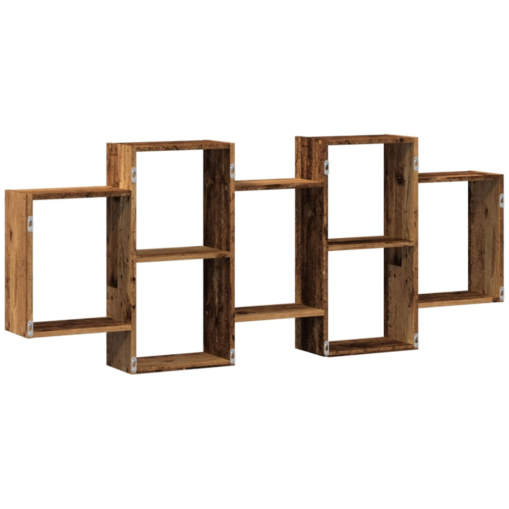 vidaXL 8 Shelf Old Wood Floating Wall Shelf Image 5