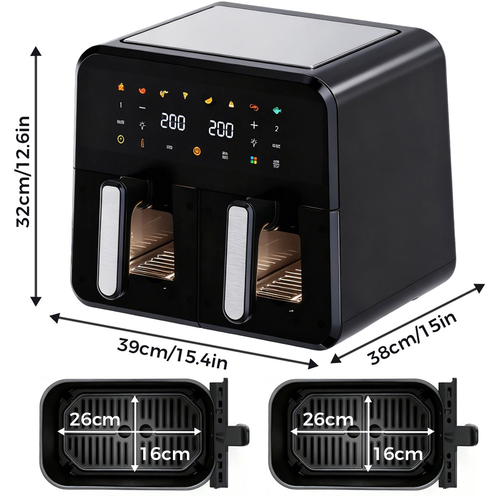 Spector FR1009-BK-UK Black Dual Zone Air Fryer 12L 2600W Image 9
