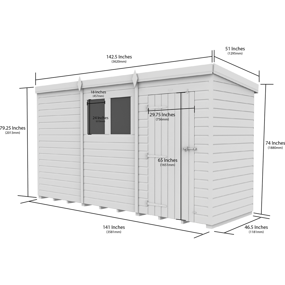DIY Sheds 12 x 4ft Tongue and Groove Timber Pent Garden Shed Image 9