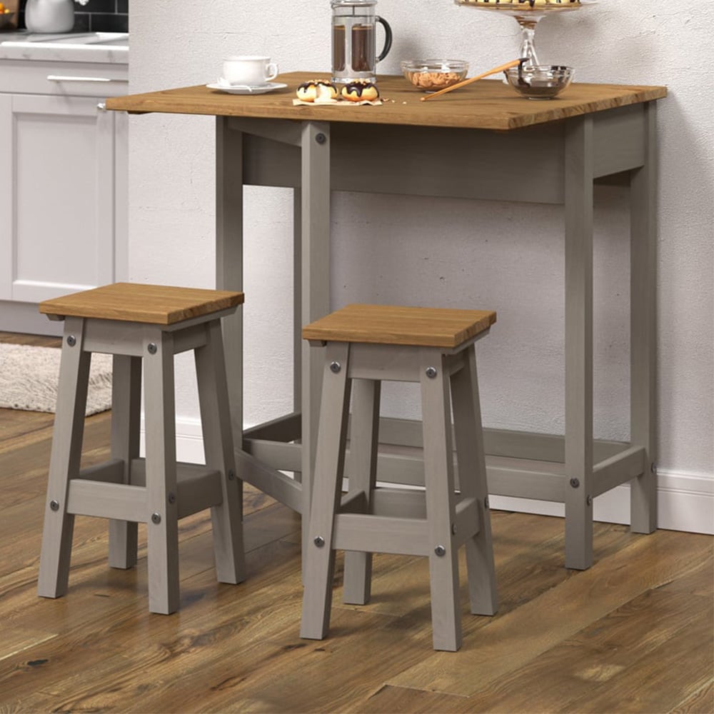 Corona 2 Seater Drop Leaf Breakfast Table Set Grey Image 1