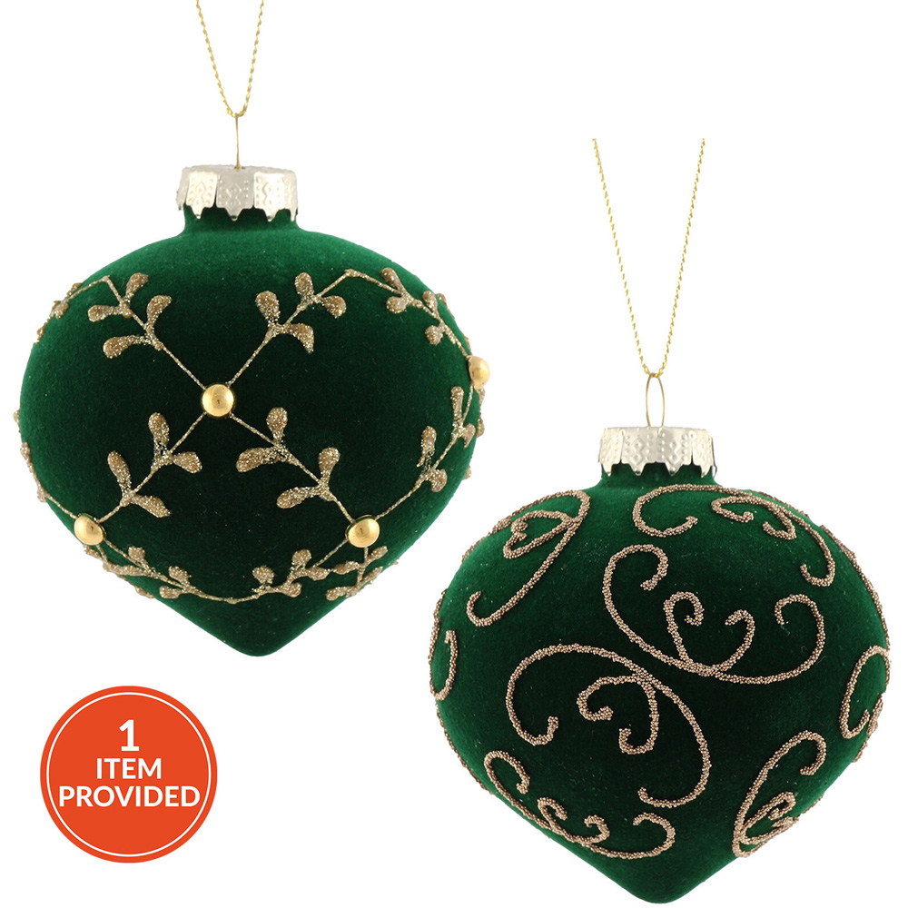 Velvet Decorative Bauble Green - Green Image 1