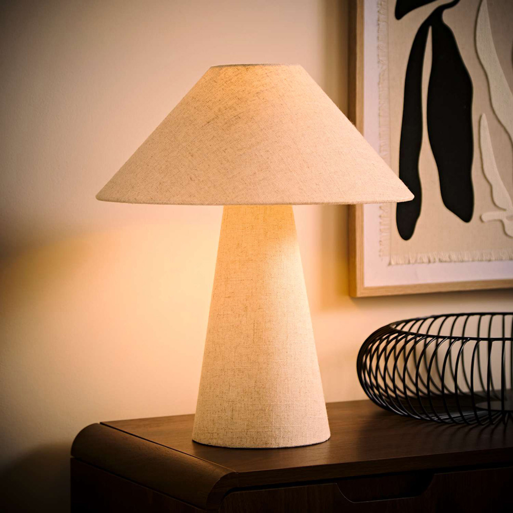 ValueLights Gigi Linen Tapered Full Fabric Conical Shade Table Lamp with Bulb Image 2