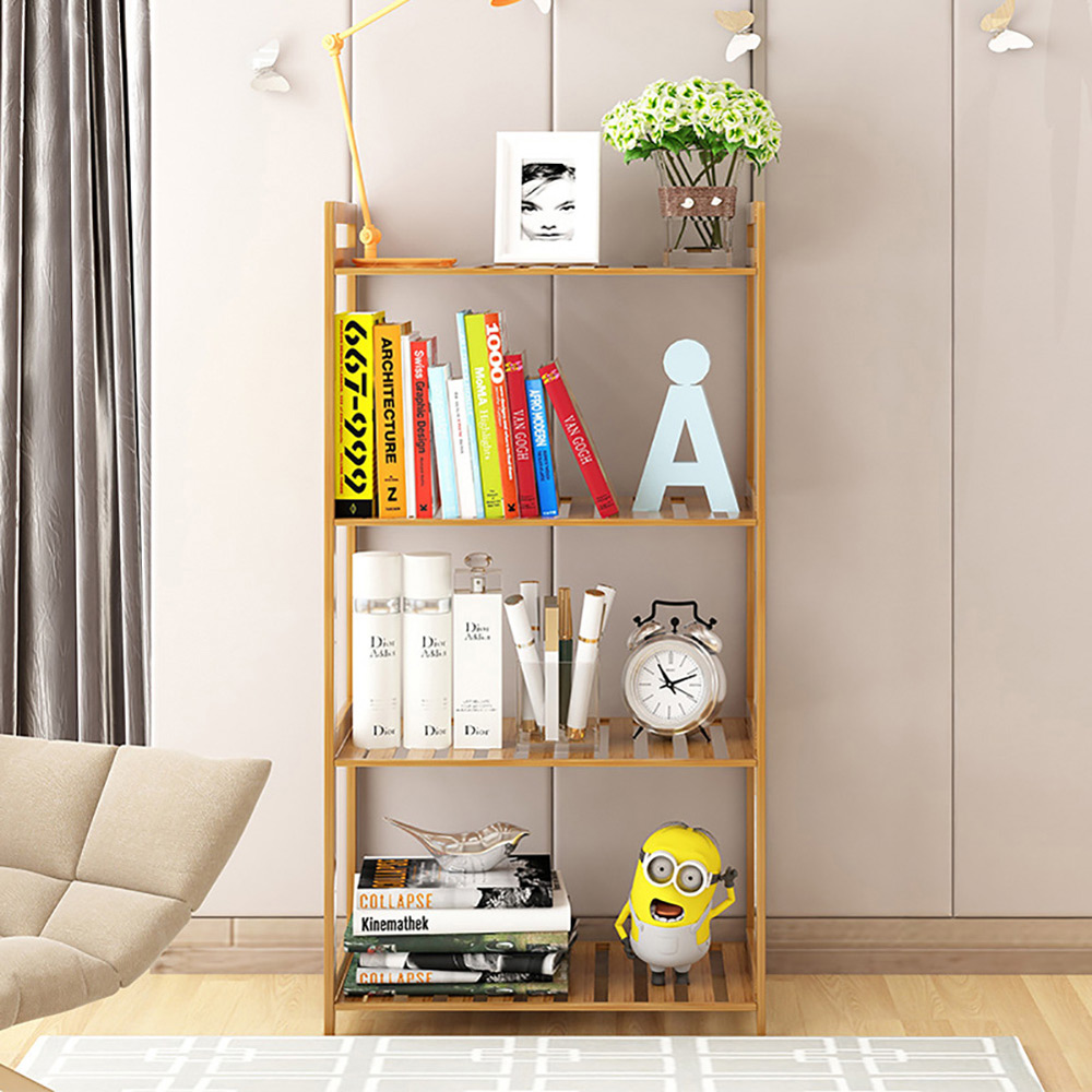 Living and Home 4 Shelf Natural Medium Bookshelf Image 4