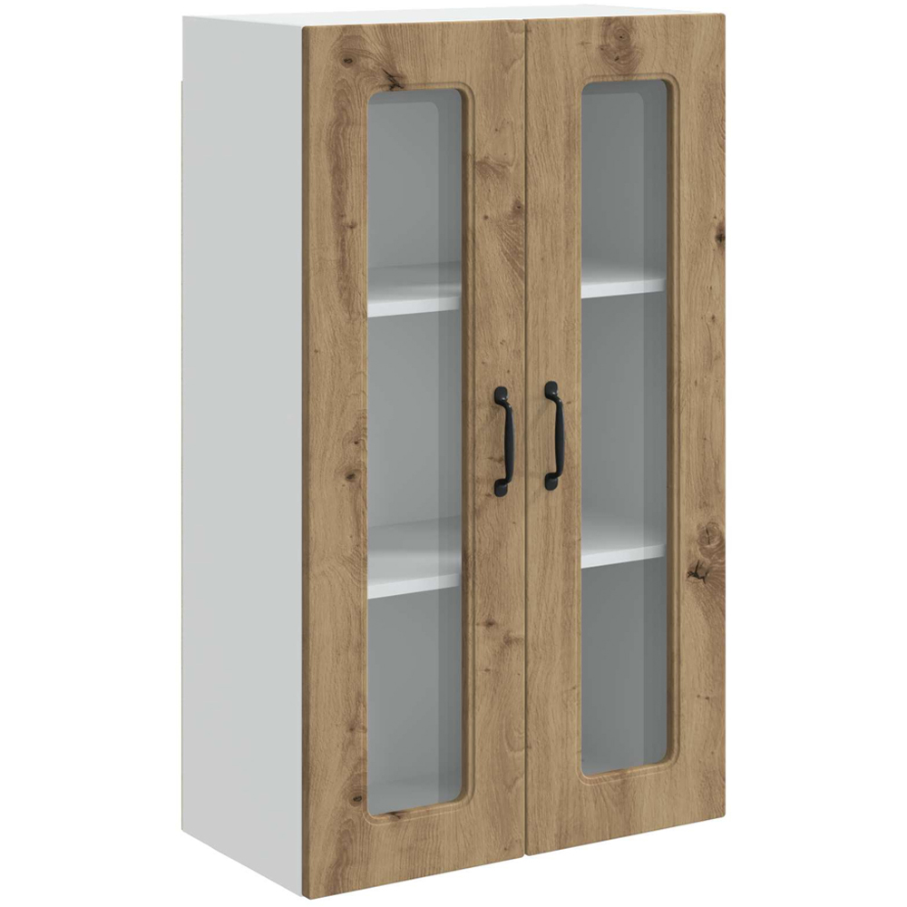 vidaXL 2 Glass Door Artisan Oak Kitchen Wall Cabinet Image 2