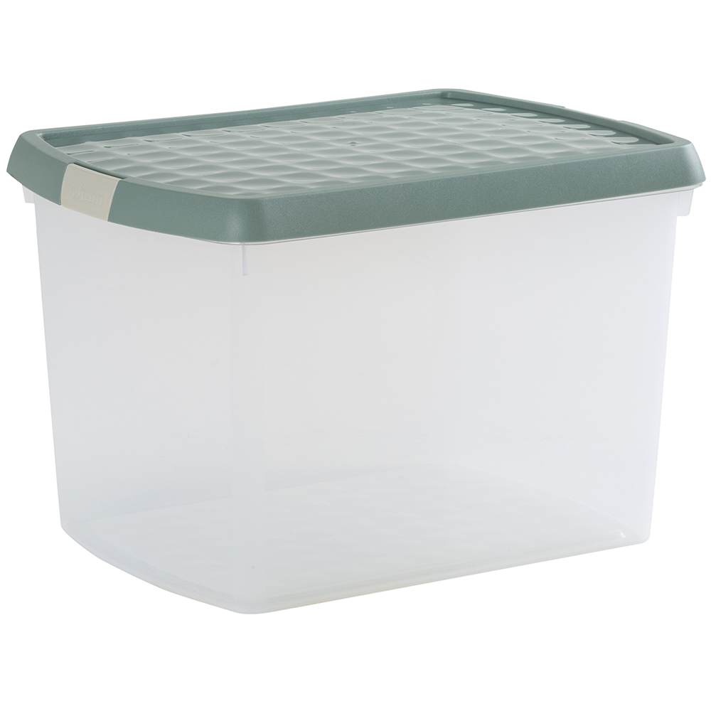 Wham Clip 21L Clear Green Milieu and Stone Rectangular Storage Box with Lid 3 Pack Image 1