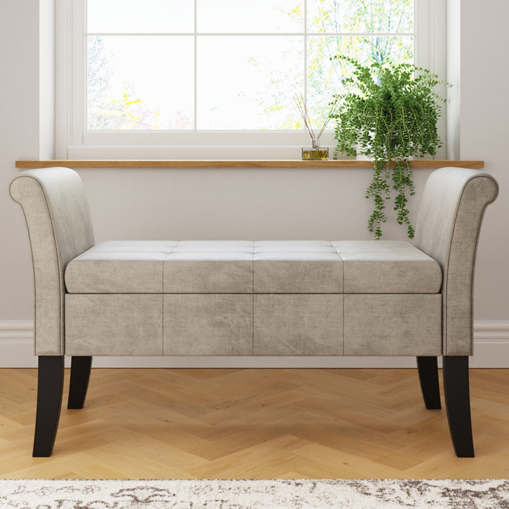 GFW Balmoral Silver Upholstered Window Seat Image 1