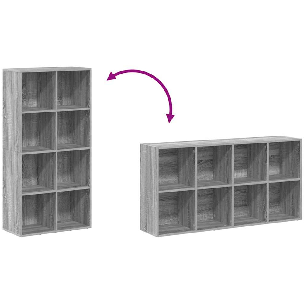 vidaXL 8 Shelf Grey Sonoma Bookcase Image 8