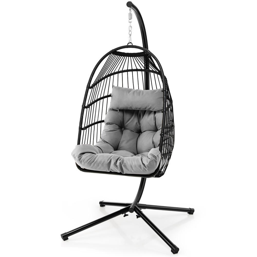 Costway Grey Hanging Swing Egg Chair with Cushion Image 2