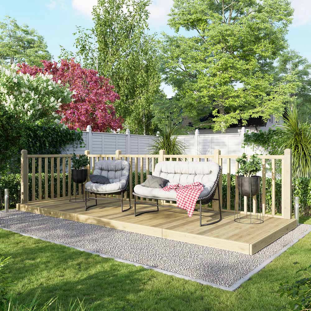 Power 6 x 16ft Timber Decking Kit With Handrails On 2 Sides Image 2