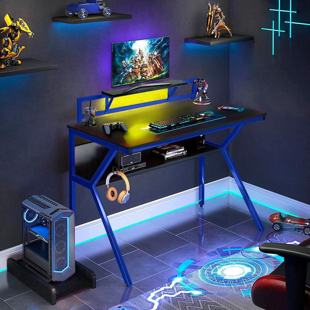 Neo Ergonomic 2 Tier Gaming Desk Blue Image 6