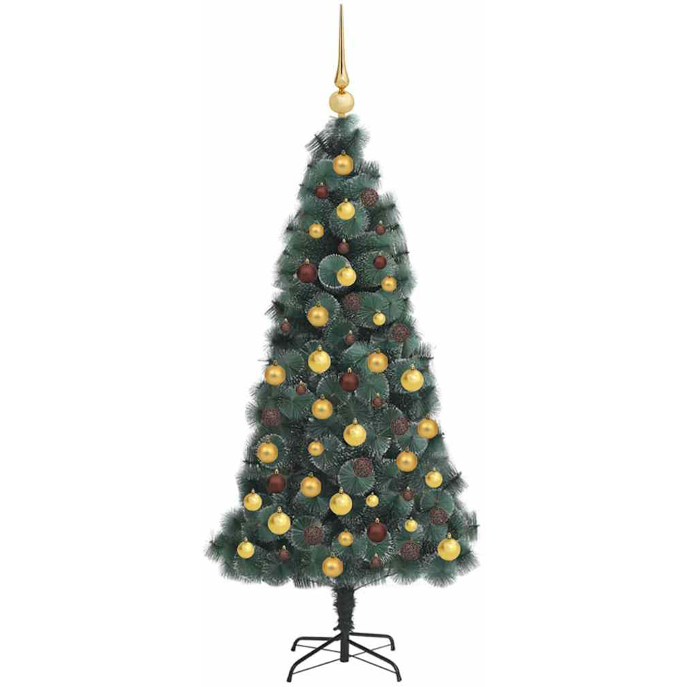 vidaXL Pre-Lit Gold Baubles Green Artificial Christmas Tree 8ft Image 3