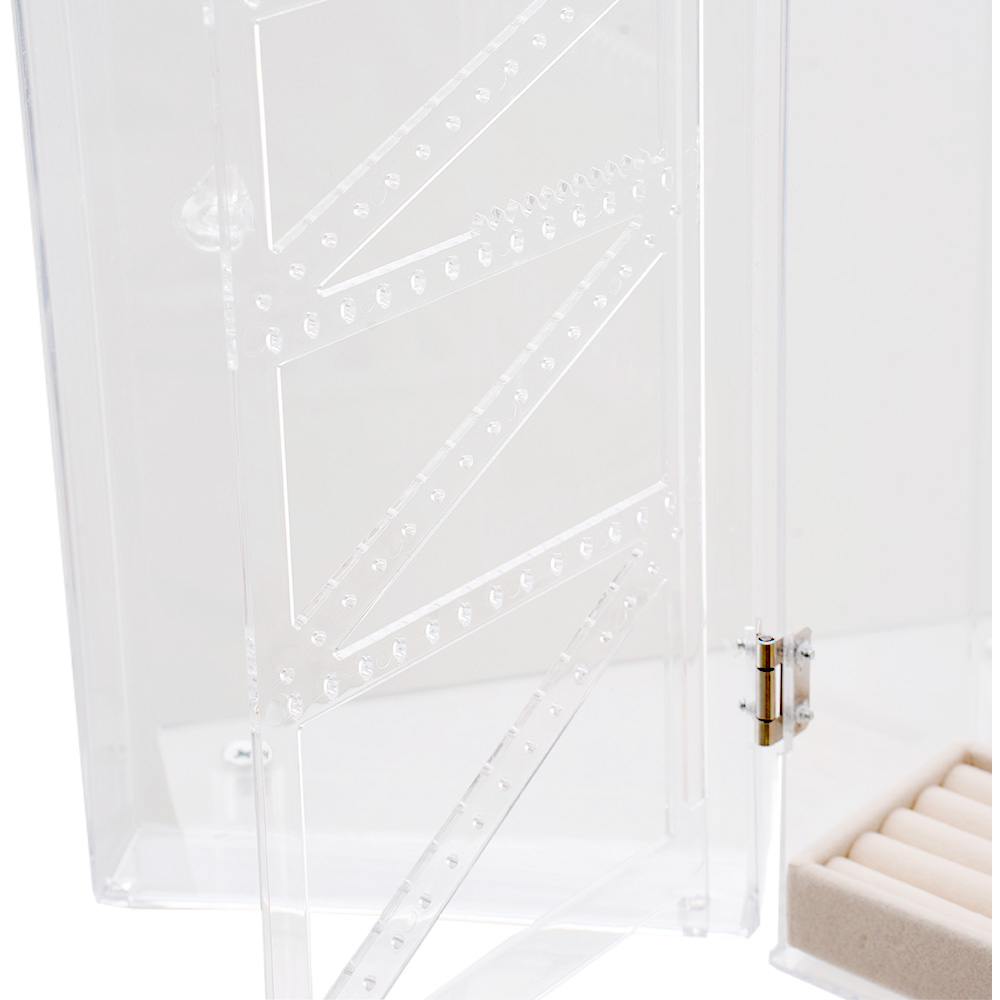 Living and Home Clear Jewellery Organiser with Rotating Hooks Image 4