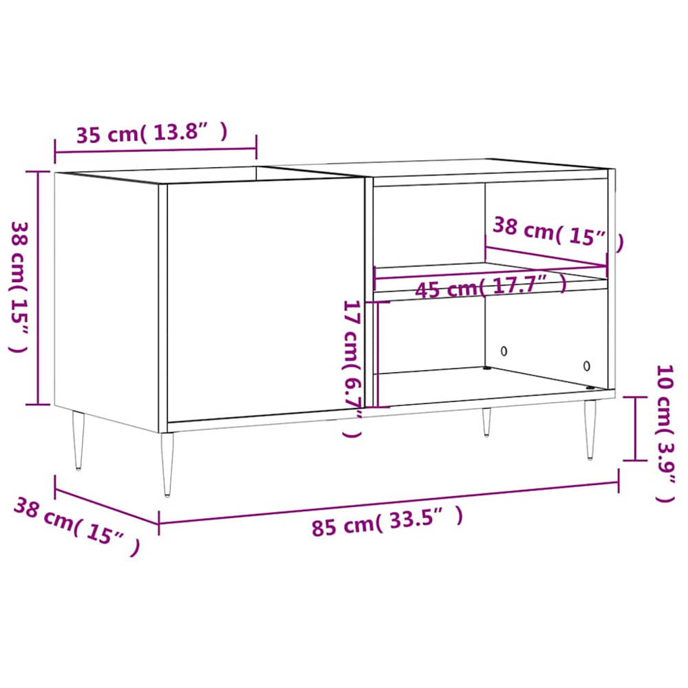 vidaXL 2 Shelf Sonoma Oak Record Cabinet Image 9